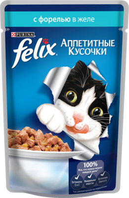 Felix Аппетитные кусочки с форелью в желе (пауч)