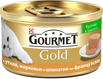 Gourmet Gold с Уткой Морковью и Шпинатом Кусочки в Паштете (банка)