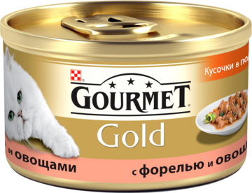 Gourmet Gold с Форелью и Овощами Кусочки в Подливке (банка)