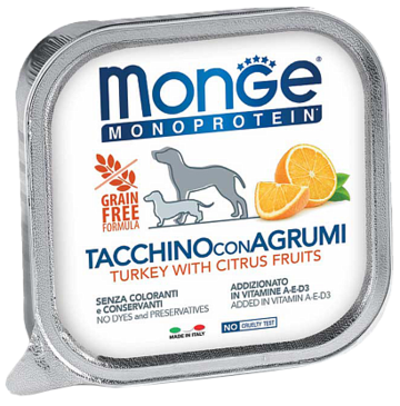Monge Monoproteico Tacchino, Riso e Agrum (банка)