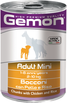 Gemon Adult Mini Bocconi con Pollo e Riso (банка)