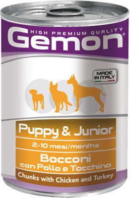 Gemon Puppy & Junior Bocconi con Pollo e Tacchino (банка)