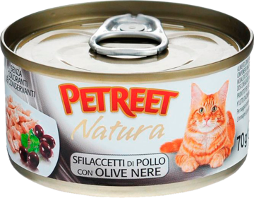 Petreet Natura Sfilaccetti di Pollo con Olive Nere (банка)