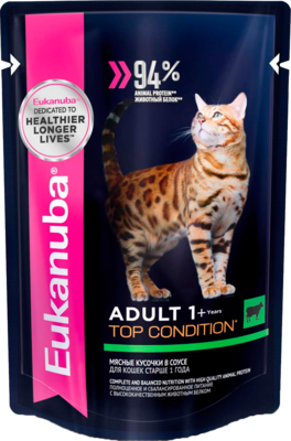 Eukanuba Adult 1+ Top Condition with Beef (пауч)