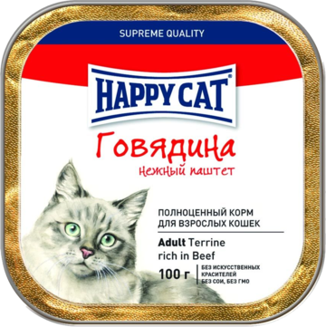 Happy Cat Говядина Нежный Паштет (ламистер)