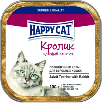 Happy Cat Кролик Нежный Паштет (ламистер)