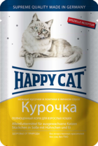 Happy Cat Нежные Кусочки и Ломтики в Яичном Соусе Курочка (пауч)