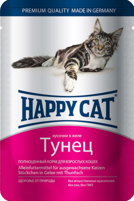 Happy Cat Кусочки в Желе Тунец (пауч)