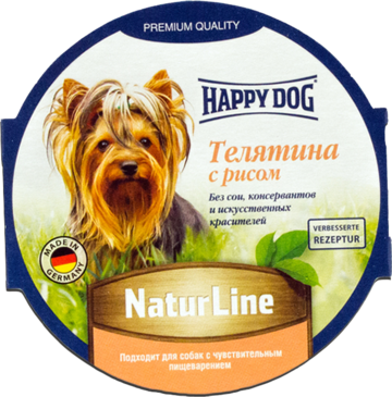 Happy Dog Телятина с Рисом NaturLine (ламистер)