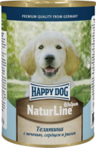 Happy Dog Welpen NaturLine Телятина с Печенью, Сердцем и Рисом (банка)