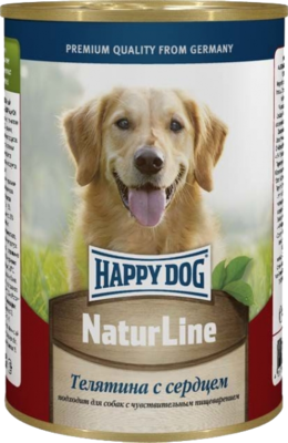 Happy Dog NaturLine Телятина с Сердцем (банка)