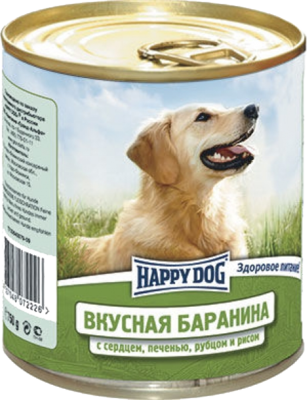 Happy Dog Вкусная Баранина с Сердцем, Печенью, Рубцом и Рисом (банка)