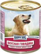Happy Dog Вкусная Говядина с Сердцем, Печенью, Рубцом и Рисом (банка)
