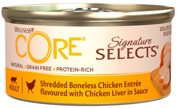 Wellness Core Signature Selects Shredded Boneless Chicken Entree flavoured with Chicken Liver in Sauce (банка)