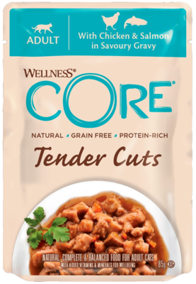 Wellness Core Tender Cuts with Chicken & Salmon in Savoury Gravy (пауч)
