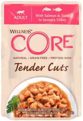 Wellness Core Tender Cuts with Tuna & Salmon in Savoury Gravy (пауч)