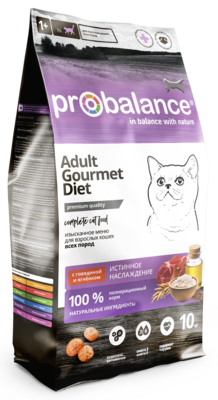 probalance Gourmet Diet для Взрослых Кошек с Говядиной и Ягненком
