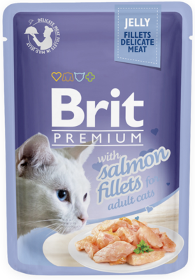 Brit Premium with  Salmon fillets for Adult Cats (в желе, пауч)