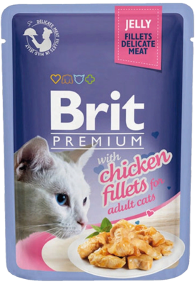 Brit Premium with Chiсken fillets for Adult Cats (в желе, пауч)