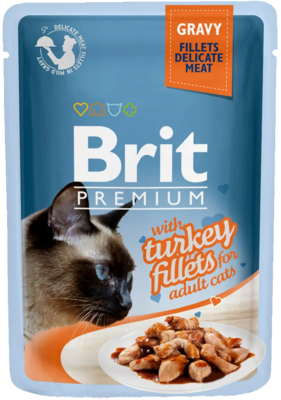 Brit Premium with Turkey fillets for Adult Cats (в соусе,пауч)