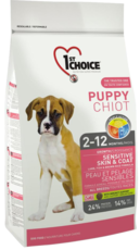 1st Choice Puppy 2-12 Months Growth Sensitive Skin & Coat Lamd, Fish & Brown Rice Formula All Breeds