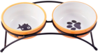 КерамикАрт Миски на Подставке для Собак и Кошек Двойные Оранжевые