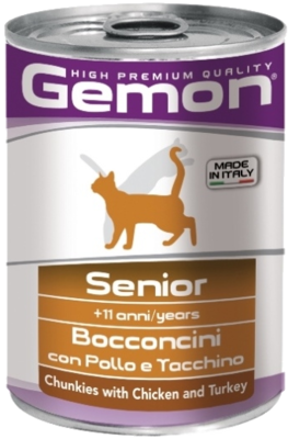 Gemon Senior for Cat Bocconcini con Pollo e Tacchino (банка)
