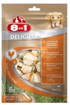 8in1 DELIGHTS косточки с куриным мясом для мелких и средних собак S 11 см 6 шт (пакет)