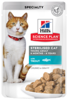 Hill’s Science Plan Sterilised Cat Young Adult with Trout (кусочки в соусе, пауч)