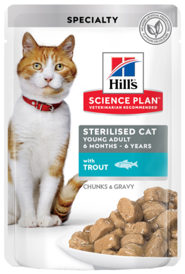 Hill’s Science Plan Sterilised Cat Young Adult with Trout (кусочки в соусе, пауч)