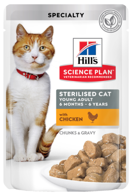 Hill's Science Plan Sterilised Cat Young Adult with Chicken (кусочки в соусе, пауч)