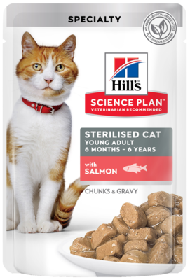 Hill's Science Plan Sterilised Cat Young Adult with Salmon (кусочки в соусе, пауч)