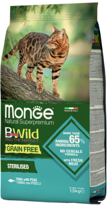 Monge BWild Grain Free Sterilised Tuna with Peas for Cat