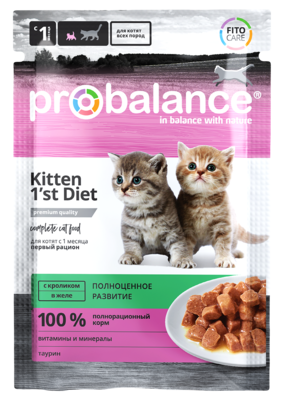 probalance Kitten 1`st Diet с Кроликом в Желе (пауч)