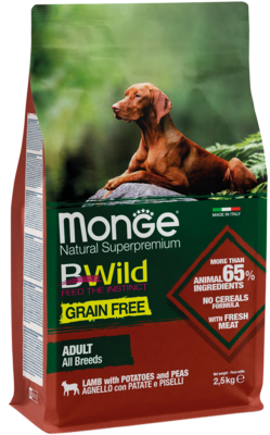 Monge BWild Grain Free Adult All Breeds Lamb with Potatoes and Peas