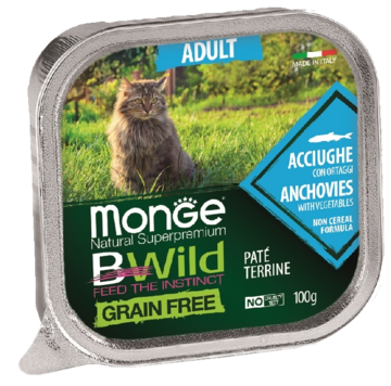 MonGe BWild Grain Free Adult Pate Terrine Anchovies with Vegetables (ламистер)