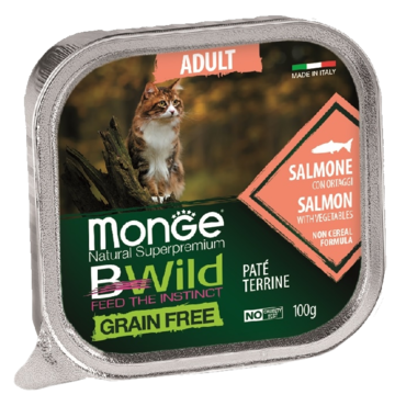 MonGe BWild Grain Free Adult Pate Terrine Salmon with Vegetables (ламистер)