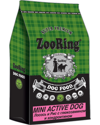 ZooRing Mini Active Dog Лосось и Рис с Глюкозамином и Хондроитином