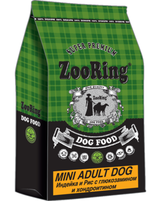 ZooRing Mini Adult Dog Индейка и Рис с Глюкозамином и Хондроитином