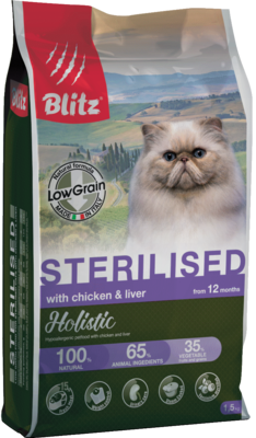 Blitz Holistic Sterilised with Chicken & Liver for Cats