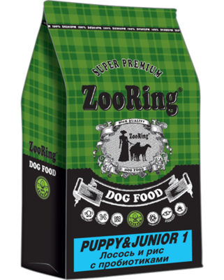 ZooRing Puppy & Junior 1 Лосось и Рис с Пробиотиками