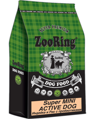 ZooRing Super Mini Active Dog Индейка и Рис с Пробиотиками