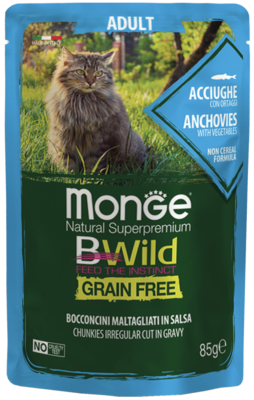 MonGe BWild Grain Free Adult Anchovies with Vegetables (в соусе, пауч)