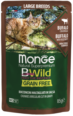 MonGe BWild Grain Free Large Breeds Buffalo with Vegetables (в соусе, пауч)