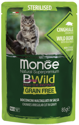 MonGe BWild Grain Free Sterilised Wild Boar with Vegetables (в соусе, пауч)
