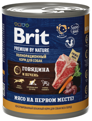 Brit Premium by Nature Говядина и печень (банка)
