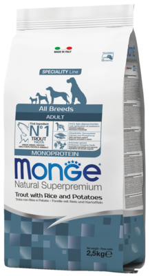 Monge Speciality Line All Breeds Adult Monoprotein Trout with Rice and Potatoes