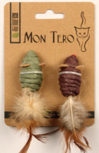 Mon Tero Eco Line Toys Две Мыши с Перьями Зелёная и Фиолетовая с Кошачьей Мятой