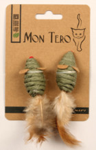 Mon Tero Eco Line Toys Две Мыши с Перьями Зелёные с Кошачьей Мятой