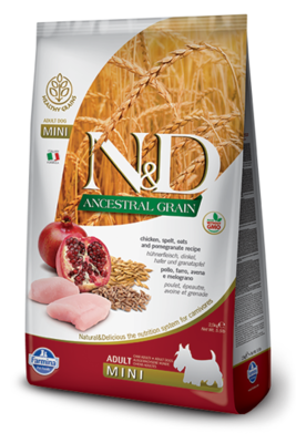 N&D Ancestral Grain Chicken, Spelt, Oats and Pomegranate Recipe Adult Mini